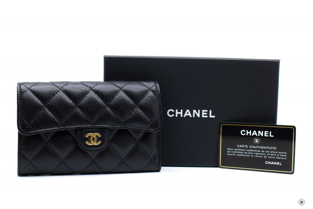 Chanel AP0232Y01864 Classic Flap Wallet Black   C3906 Caviar Short Wallet Ghw