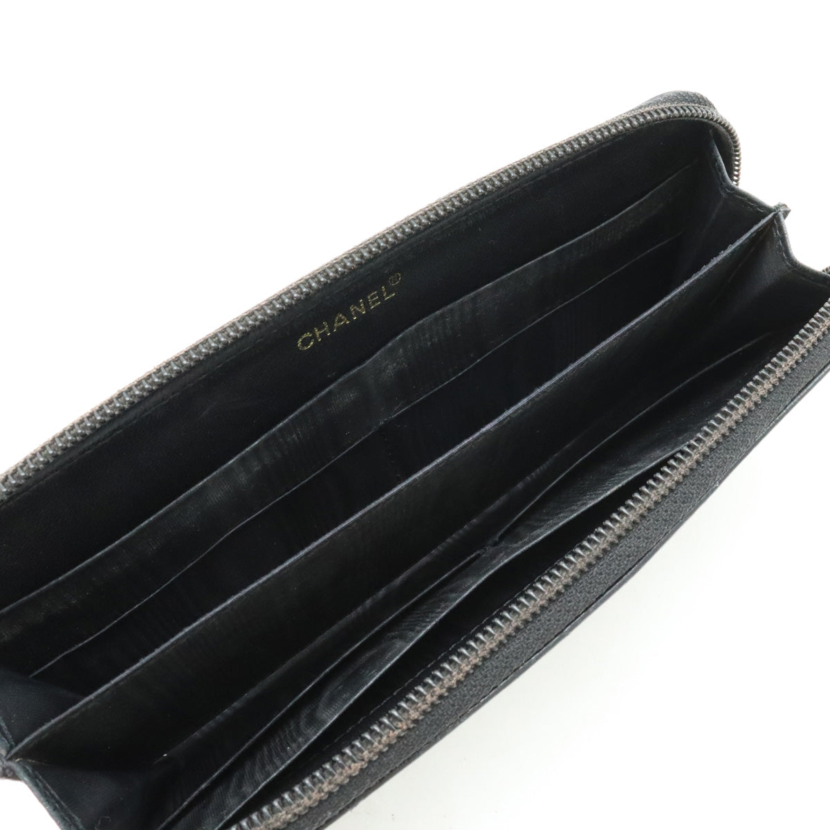 CHANEL Long Zip Wallet in Black Caviar Leather A13228