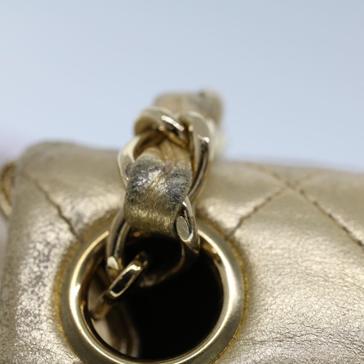 Top Quality Chanel Matelasse Turn Lock Chain Shoulder Bag Lamb Skin Gold CC Auth 53752A