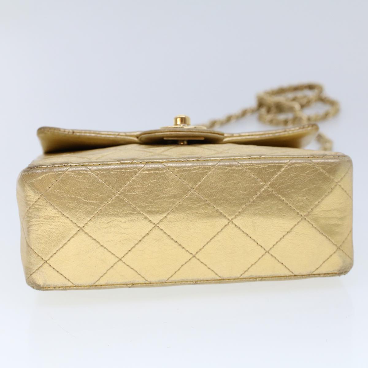 Top Quality Chanel Matelasse Turn Lock Chain Shoulder Bag Lamb Skin Gold CC Auth 53752A