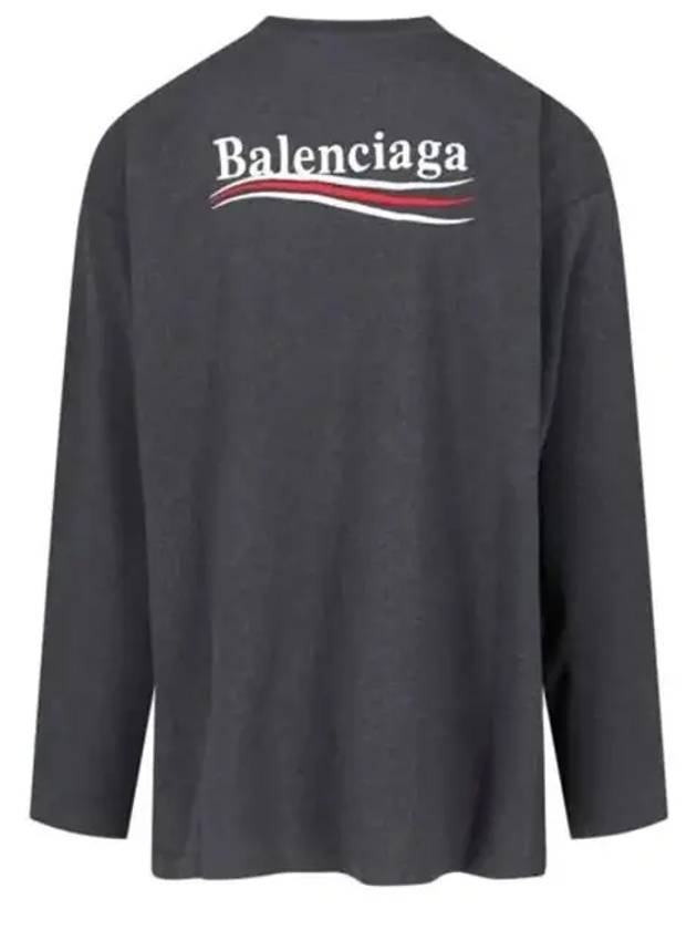 Luxury Balenciaga  Embroidered Logo Cotton Long Sleeve T-Shirt Grey