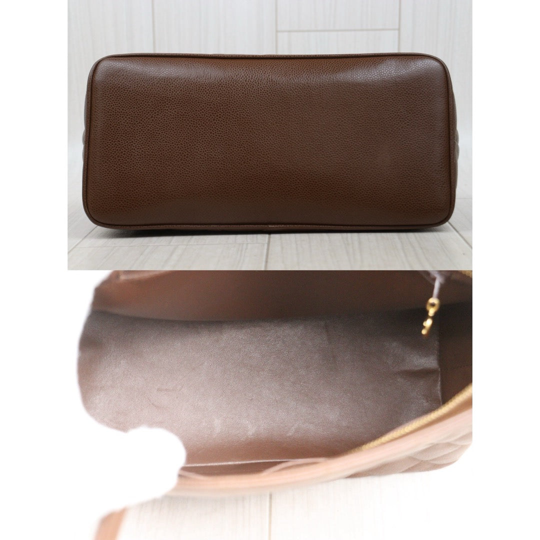 Very Good ( Rank A)｜ CHANEL Caviar Skin Calf Leather Tote Bag Golden Brown Made In 1997～1999Year｜P25071803
