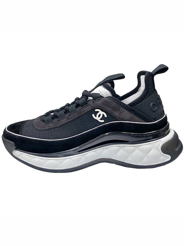Fabric Suede Calfskin Low-Top Sneakers Dark Grey Chanel