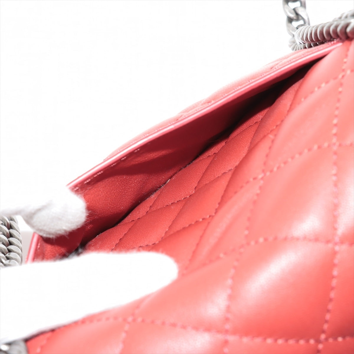 Chanel Matrasse Leather Chain Shoulder Bag Red Silver G  23rd