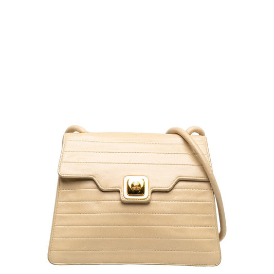 CHANEL Vintage Flap Shoulder Bag Lambskin Beige Ladies
