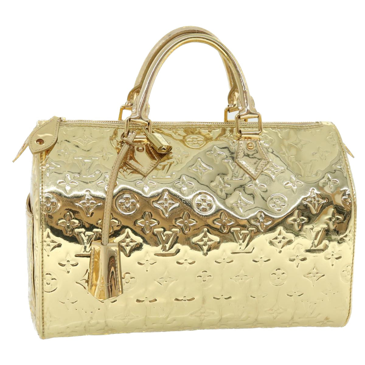LOUIS VUITTON Monogram Miroir Speedy 30 Hand Bag Gold Dore M95272 LV Auth 54048A