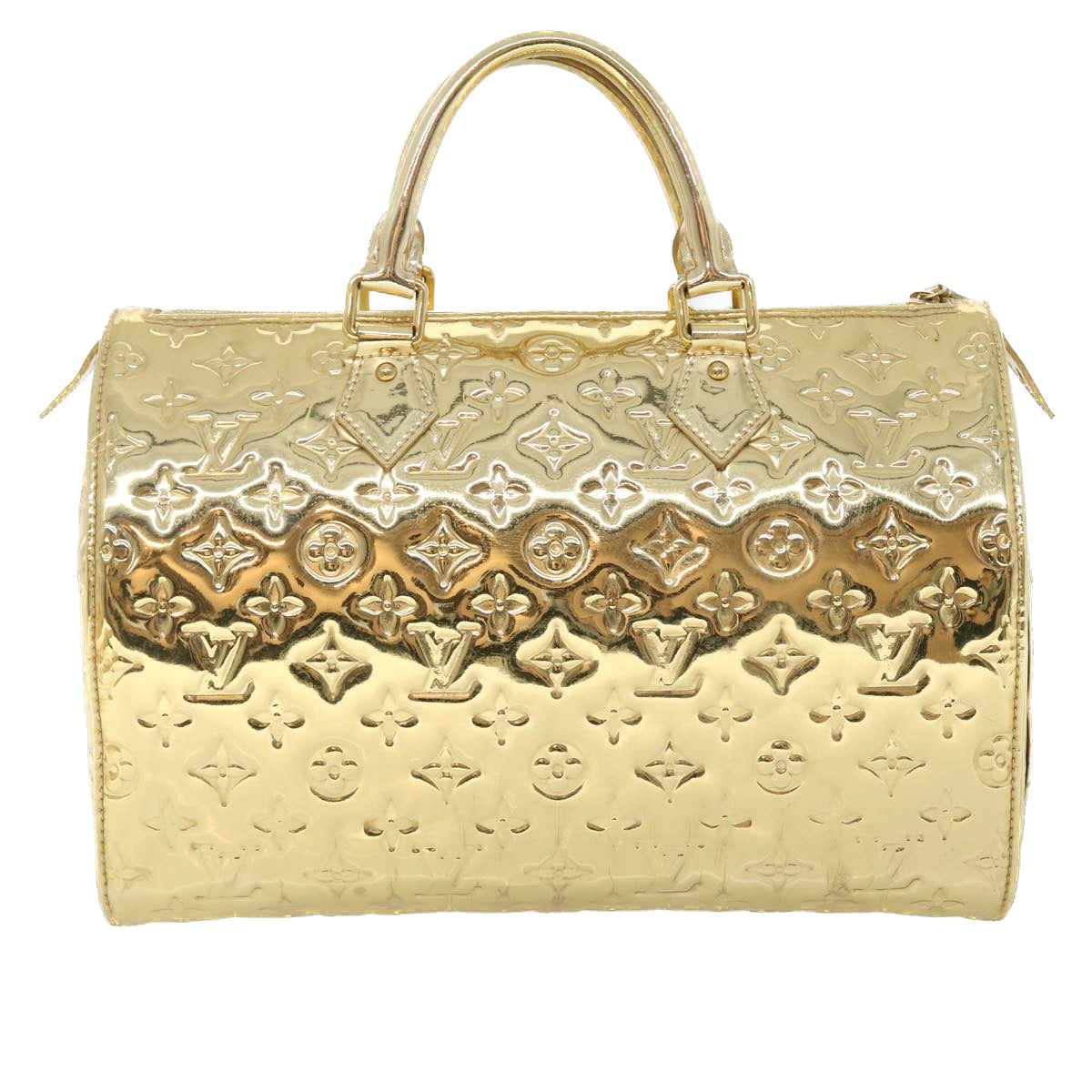 LOUIS VUITTON Monogram Miroir Speedy 30 Hand Bag Gold Dore M95272 LV Auth 54048A