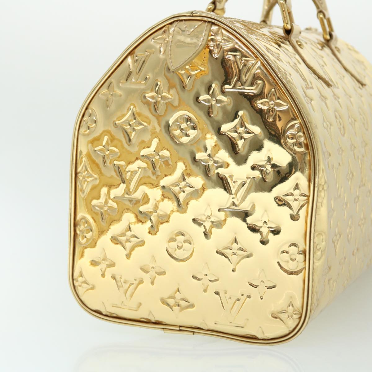 LOUIS VUITTON Monogram Miroir Speedy 30 Hand Bag Gold Dore M95272 LV Auth 54048A