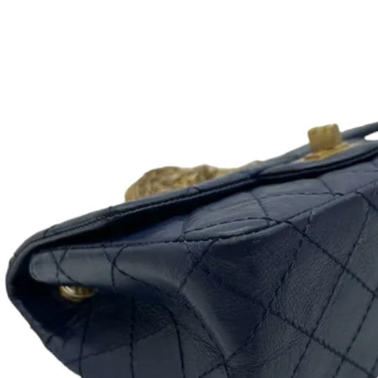 2.55 Reissue Flap Mini Aged Calfskin Quilted Navy Blue