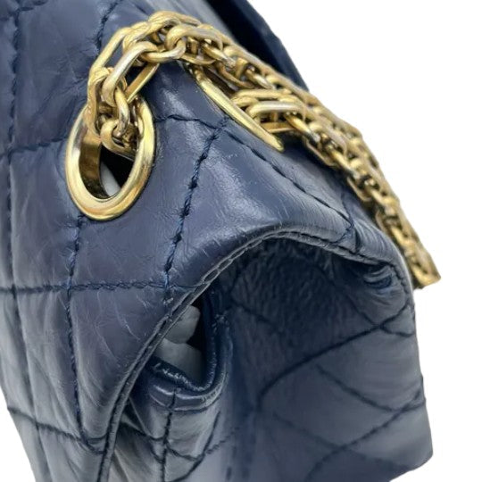 2.55 Reissue Flap Mini Aged Calfskin Quilted Navy Blue