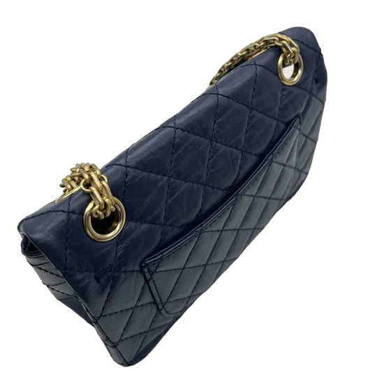 2.55 Reissue Flap Mini Aged Calfskin Quilted Navy Blue
