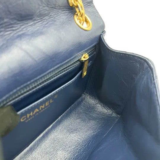 2.55 Reissue Flap Mini Aged Calfskin Quilted Navy Blue