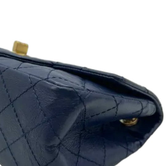2.55 Reissue Flap Mini Aged Calfskin Quilted Navy Blue