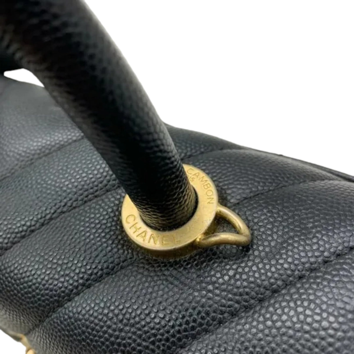 Coco Handle Flap Small Caviar Chevron Quilted Black GHW