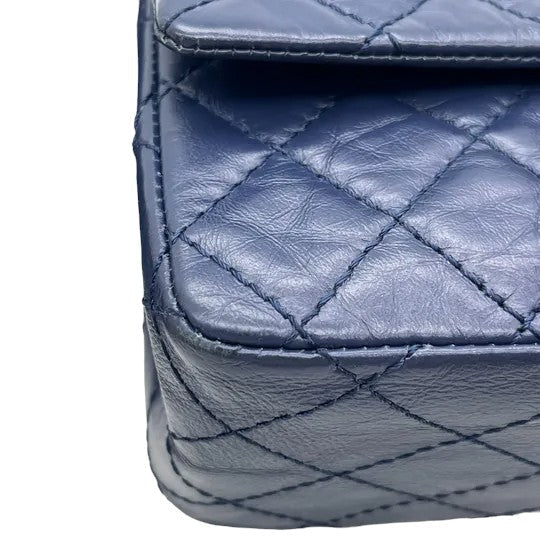 2.55 Reissue Flap Mini Aged Calfskin Quilted Navy Blue