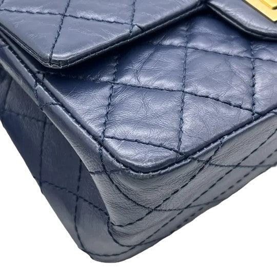 2.55 Reissue Flap Mini Aged Calfskin Quilted Navy Blue