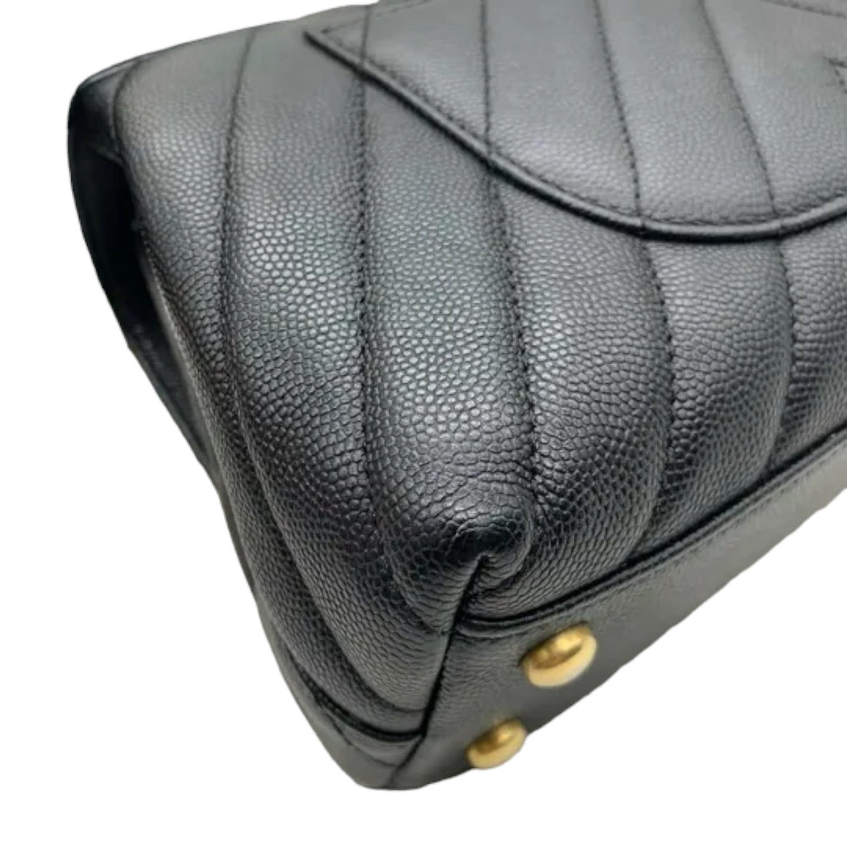 Coco Handle Flap Small Caviar Chevron Quilted Black GHW