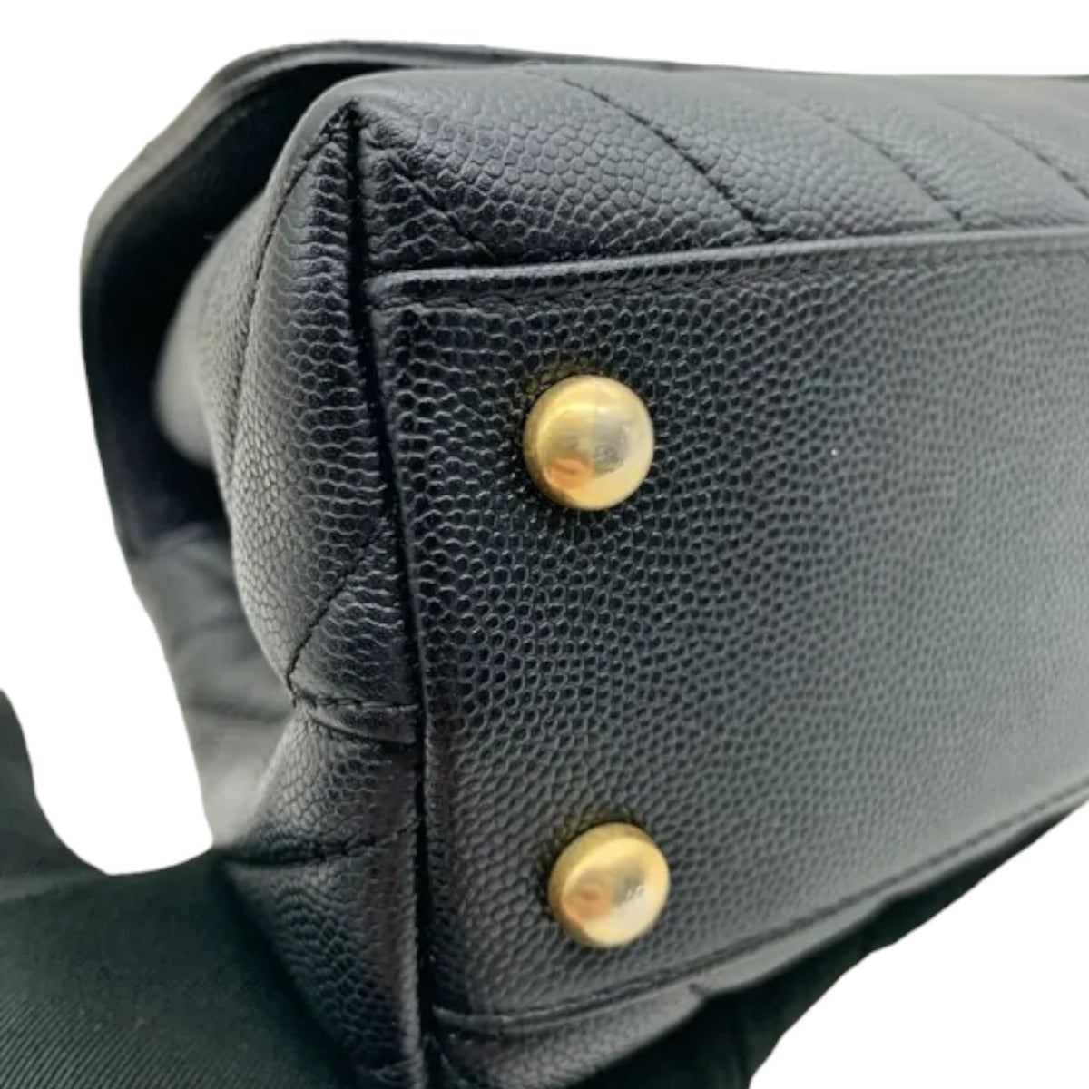 Coco Handle Flap Small Caviar Chevron Quilted Black GHW