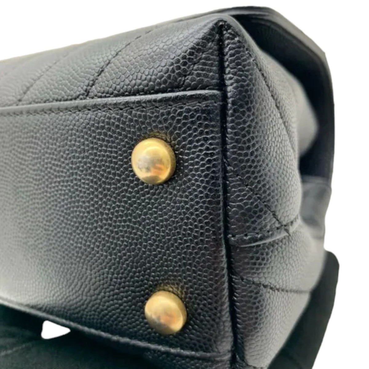 Coco Handle Flap Small Caviar Chevron Quilted Black GHW