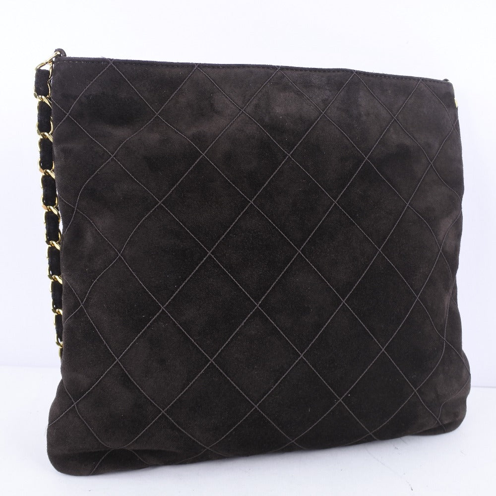CHANEL Shoulder Bag Suede Brown fringe ChainShoulder Women Used