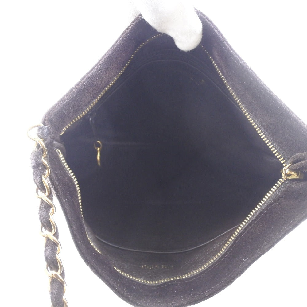CHANEL Shoulder Bag Suede Brown fringe ChainShoulder Women Used