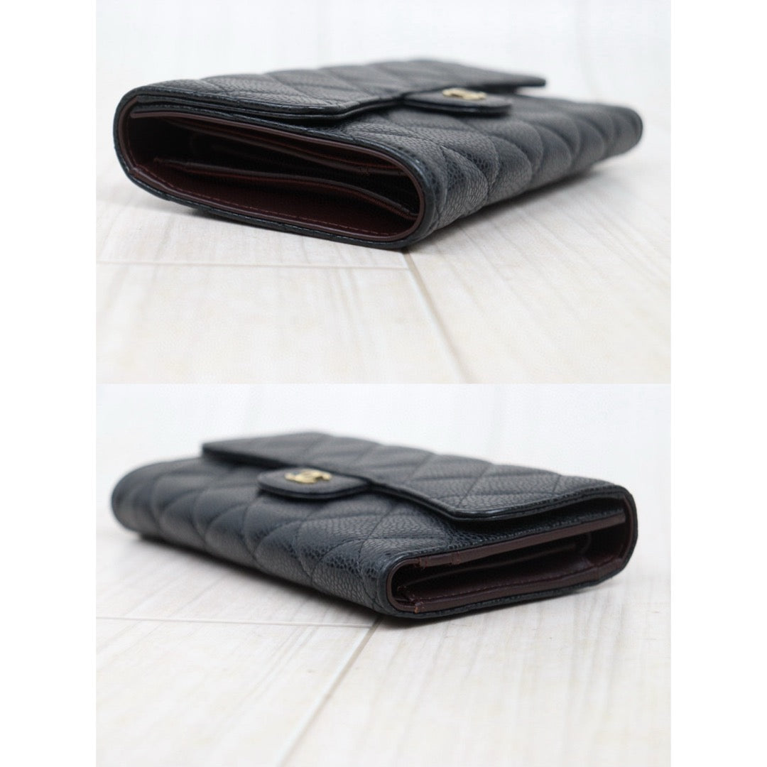 Very Good ( Rank A) ｜CHANEL Caviar Skin Black Long Wallet Made In 2014 - 2015Year｜S25021007