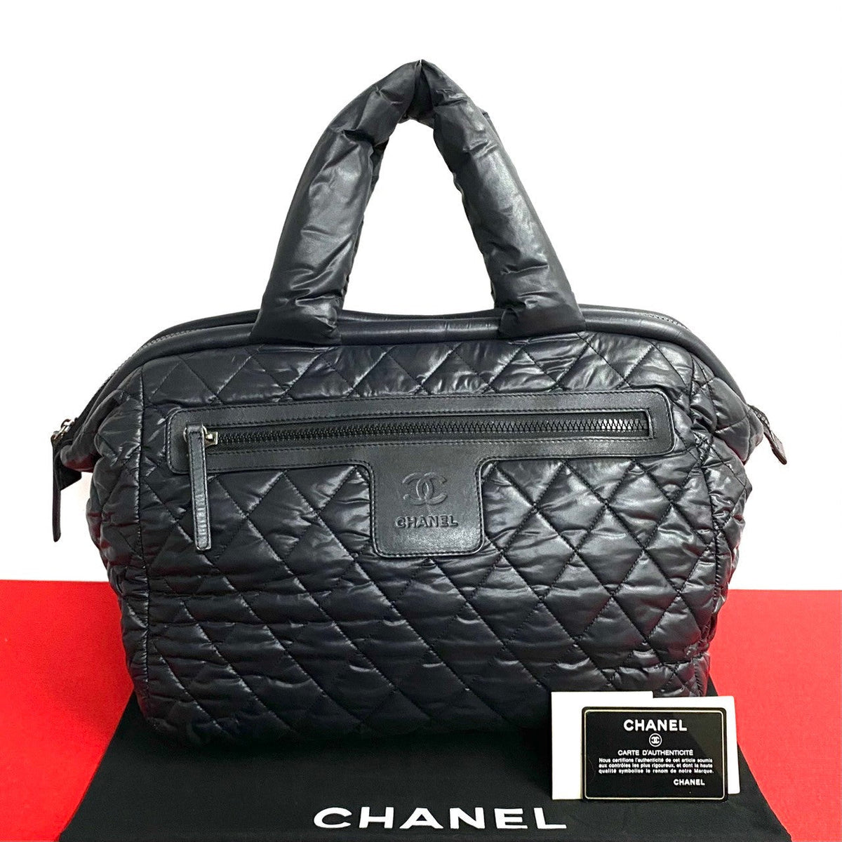 CHANEL Handbag Nylon black Cococoon