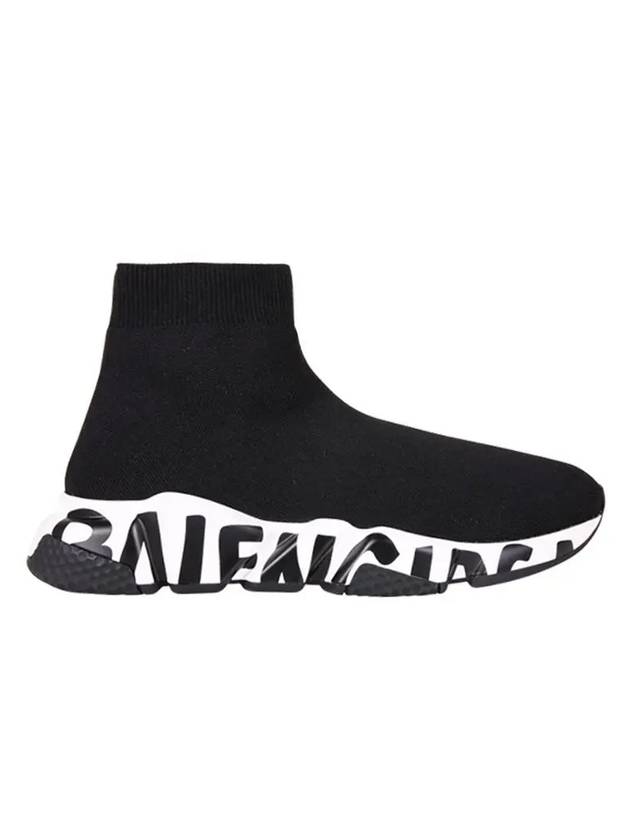 Luxury Balenciaga  Speedrunner Graffiti Logo Sole High Top Sneakers Black
