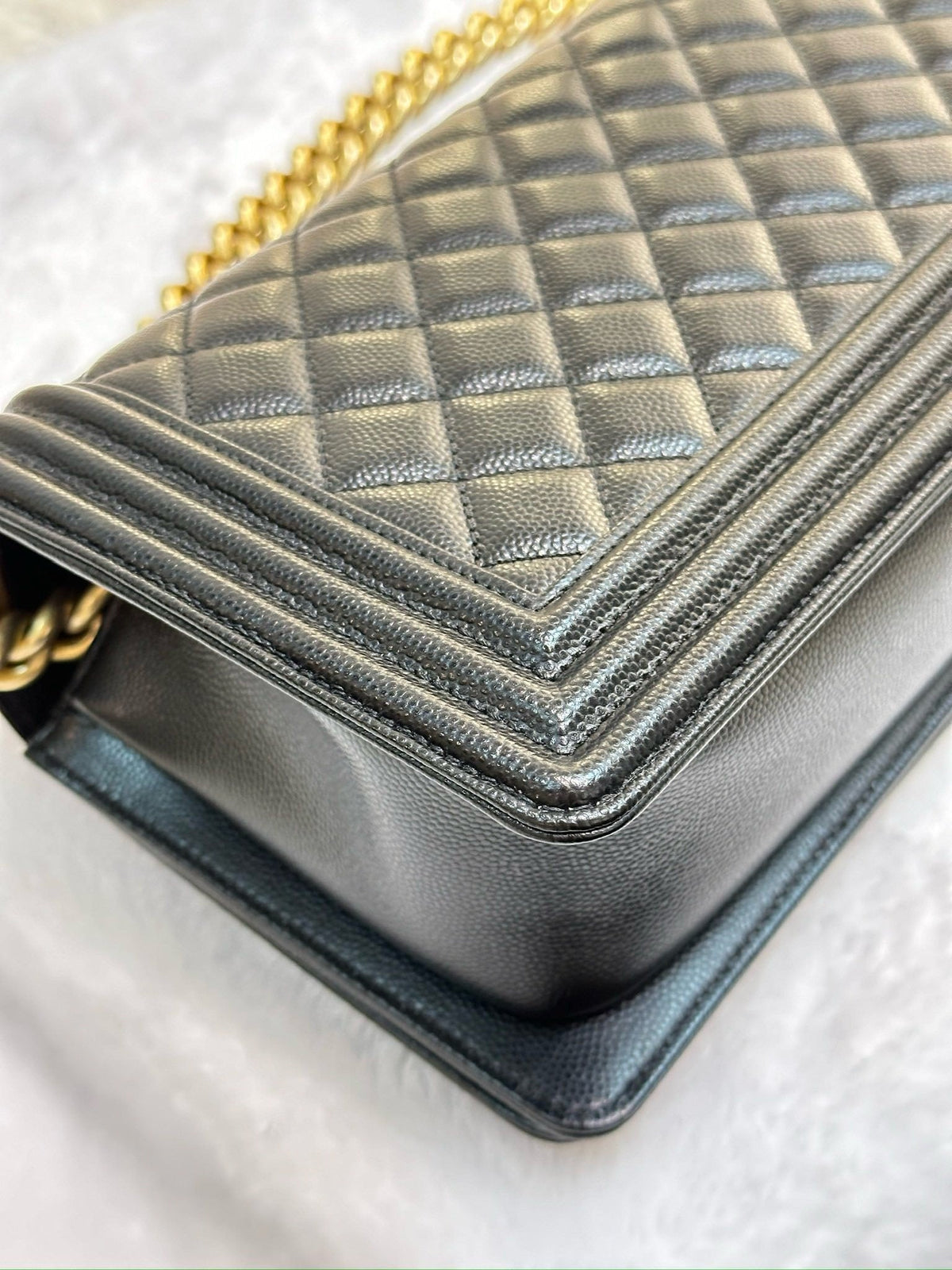 Chanel Medium Caviar Boy Bag Black GHW 27 holo card