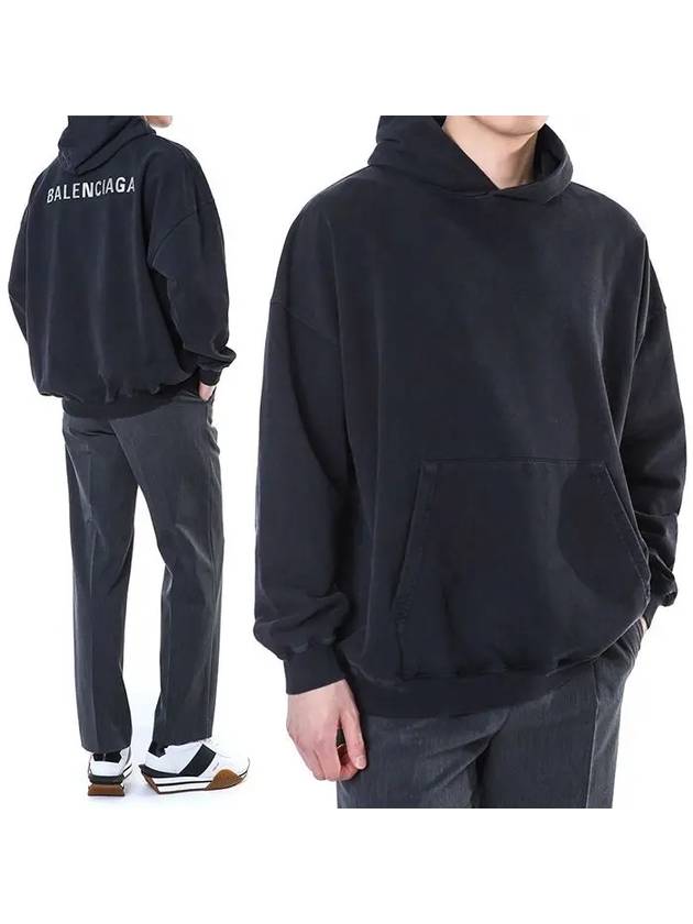 Luxury Balenciaga  Logo Back Large Fit Hoodie Black