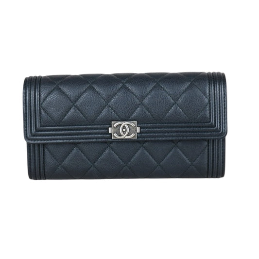 Very Good ( Rank A) ｜CHANEL Leboy Caviar Skin Black Long Wallet Made In 2016-2017 Year｜S25030708