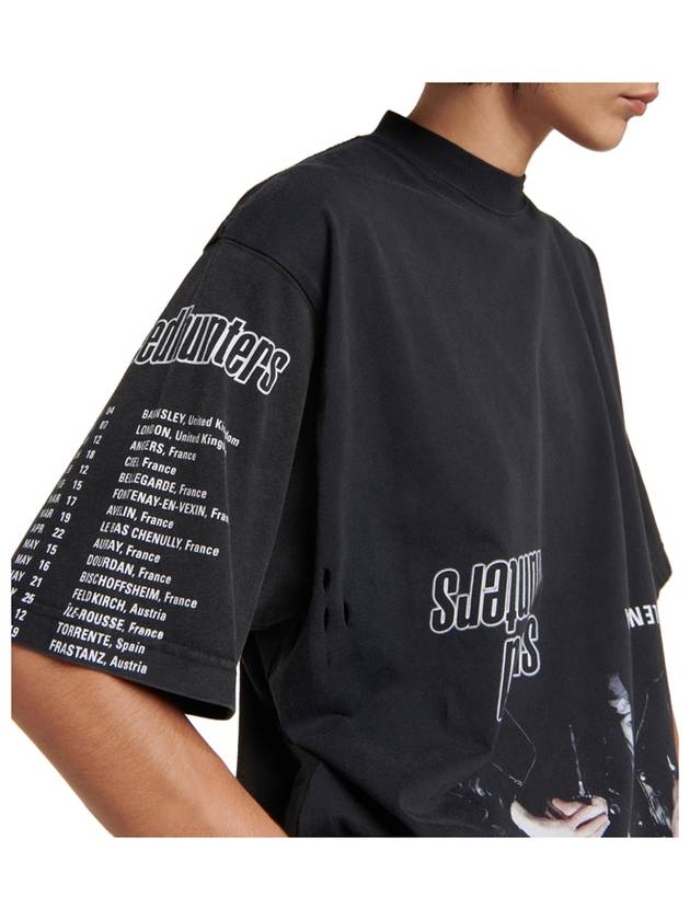Luxury Balenciaga  Speed Hunter Upside Down Oversized Short Sleeve T-shirt Black