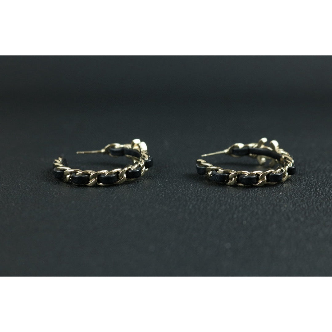 Excellent（Rank SA）｜ CHANEL Coco Mark Leather chain Earrings｜W25030117