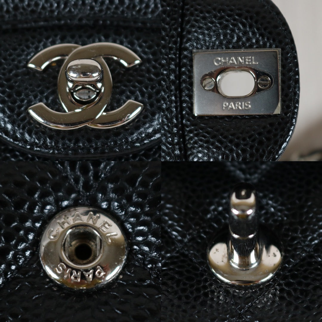 Rank SA｜ CHANEL Caviar Skin Matrasse Double Flap 25 Shoulder Bag Black Made In 2018 Year  ｜S24050601