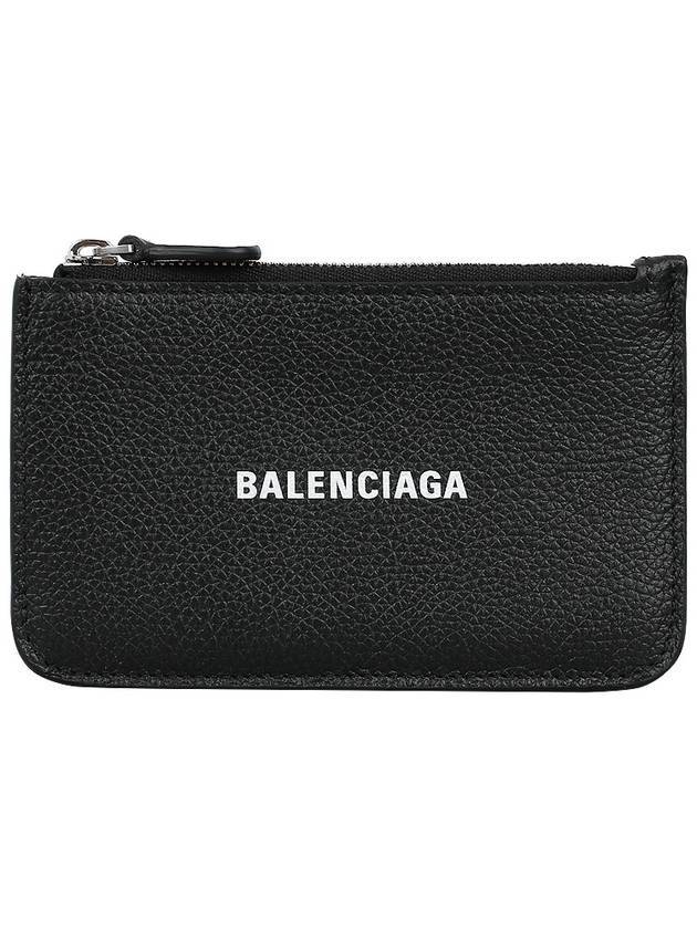 Luxury Balenciaga  Cash Large Long Coin Card Wallet Black