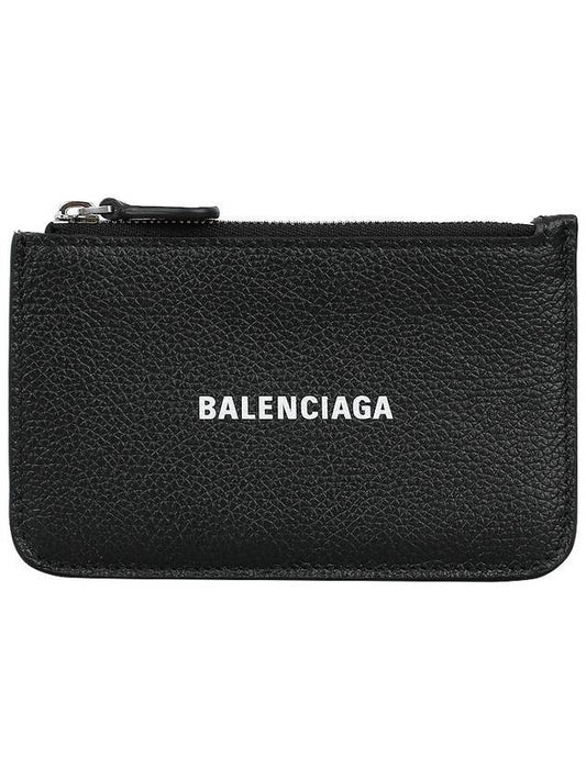 Luxury Balenciaga  Cash Large Long Coin Card Wallet Black
