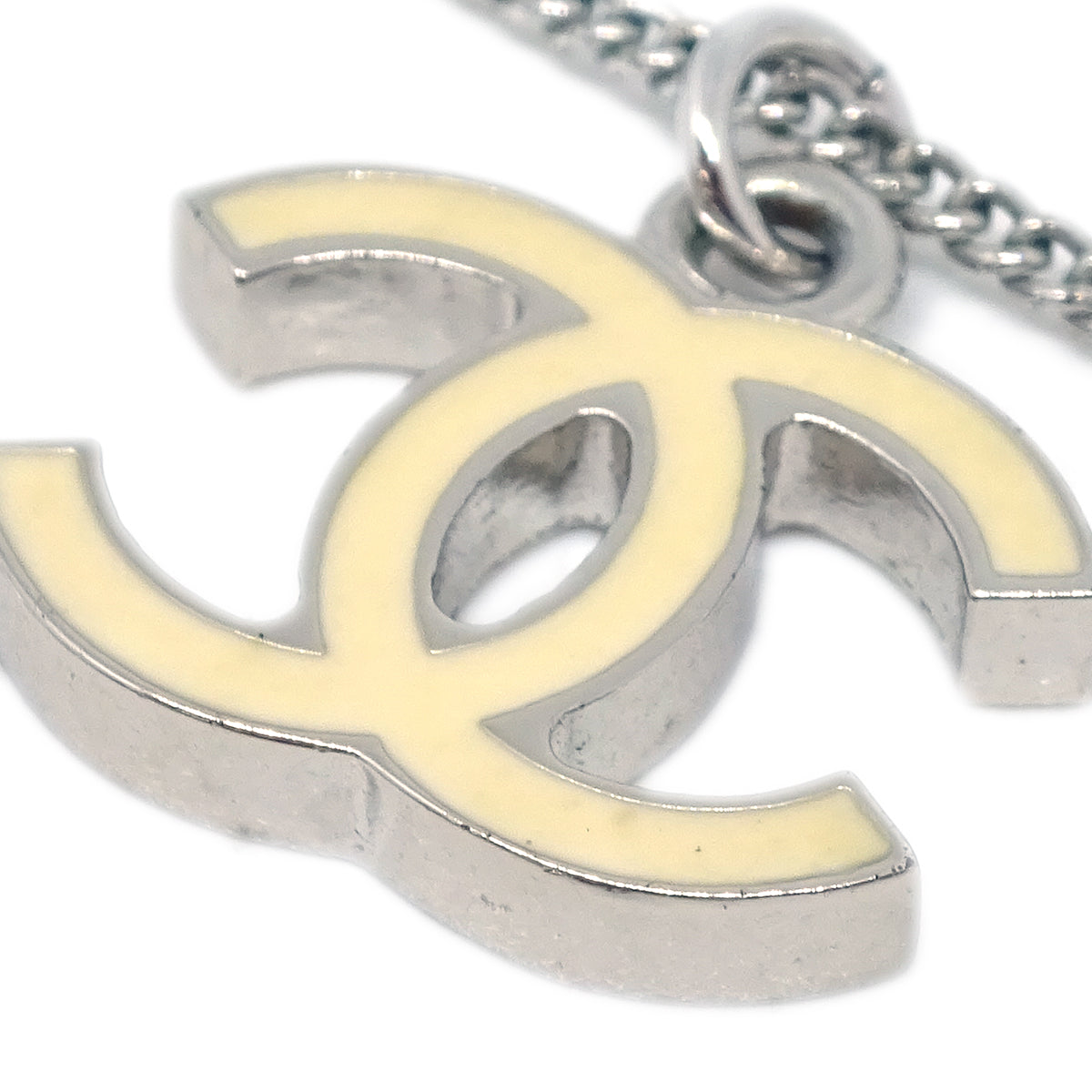Chanel Chain Necklace Silver White 06V