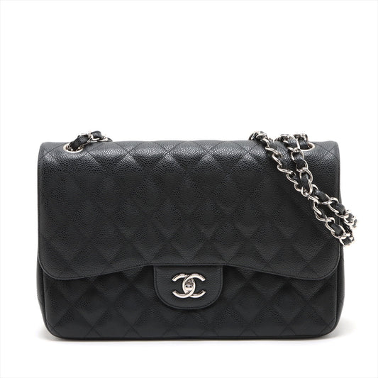 Chanel DECAMATRASSE 30  Caviar S Double Flap Double Chain Bag Black Silver  15th A58600