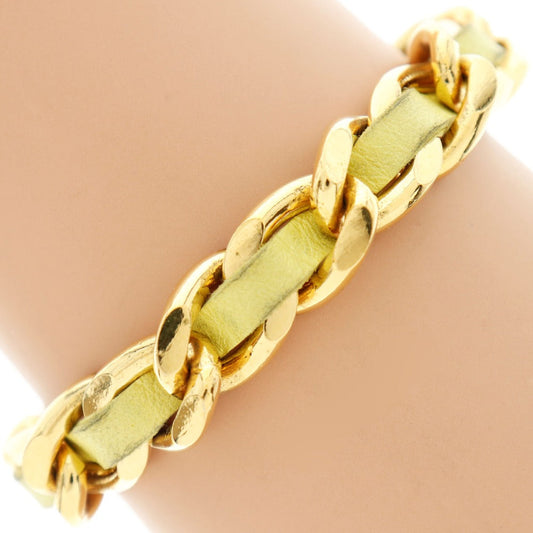 CHANEL bracelet Plated Gold , Leather Gold / yellow Women Used