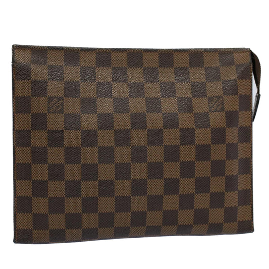 LOUIS VUITTON Damier Ebene Poche Toilette 26 Pouch N47543 LV Auth 55161