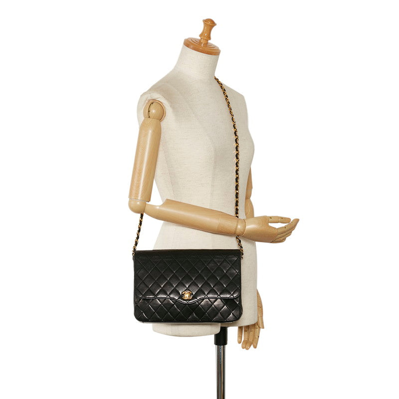 Chanel Mattress ingle Chain Shoulder Bag Black Gold   Chanel
