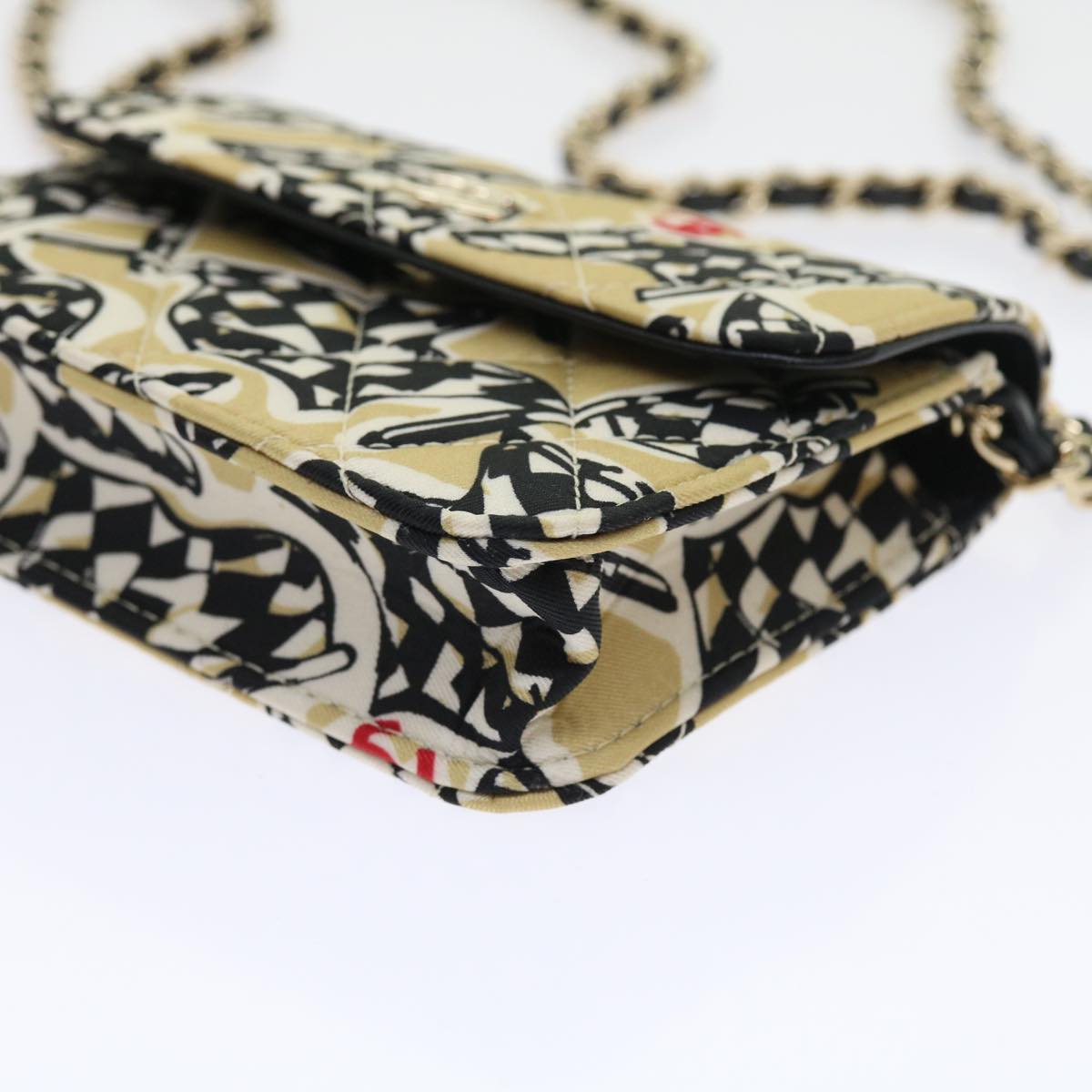 Top Quality Chanel Mini Matelasse Shoulder Bag Canvas Beige Black CC Auth 55538A