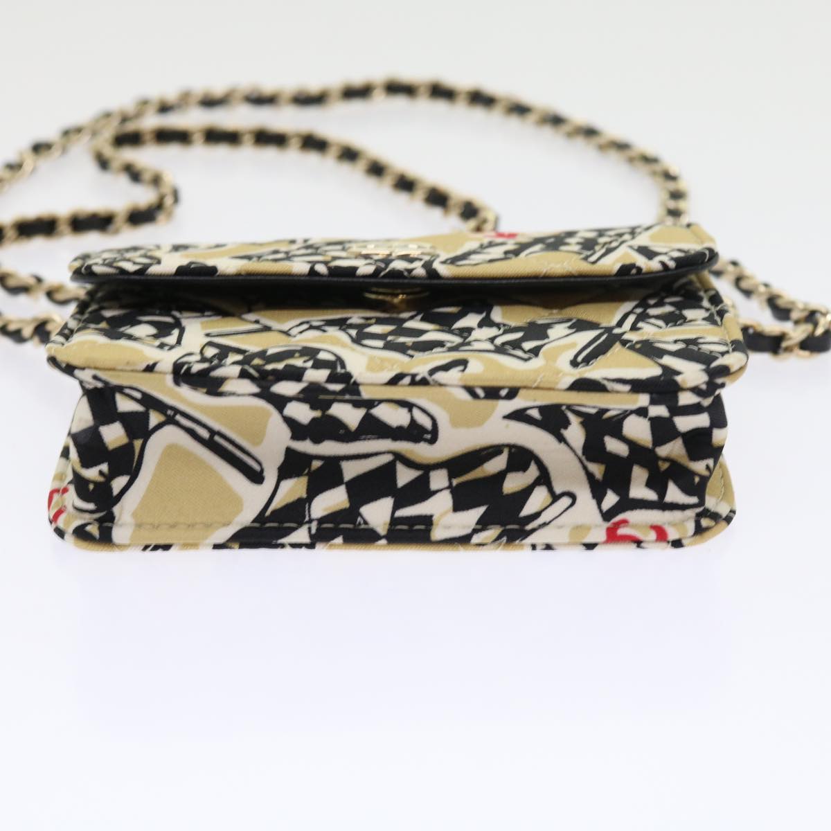 Top Quality Chanel Mini Matelasse Shoulder Bag Canvas Beige Black CC Auth 55538A