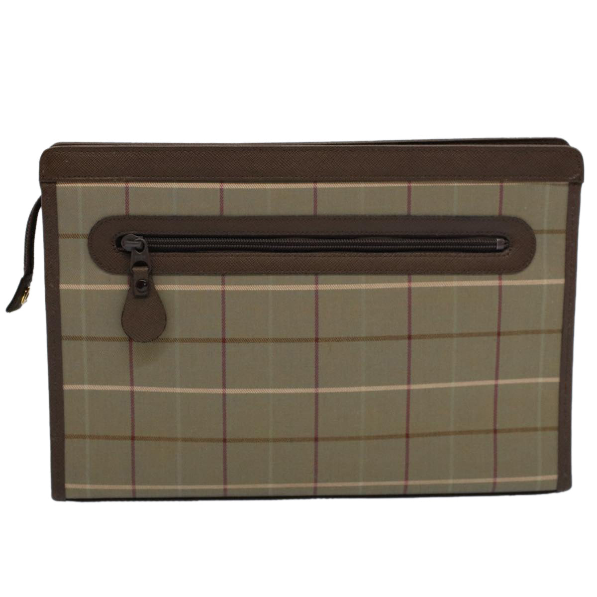 BURBERRYSs Nova Check Clutch Bag Nylon Canvas Green Auth 55670