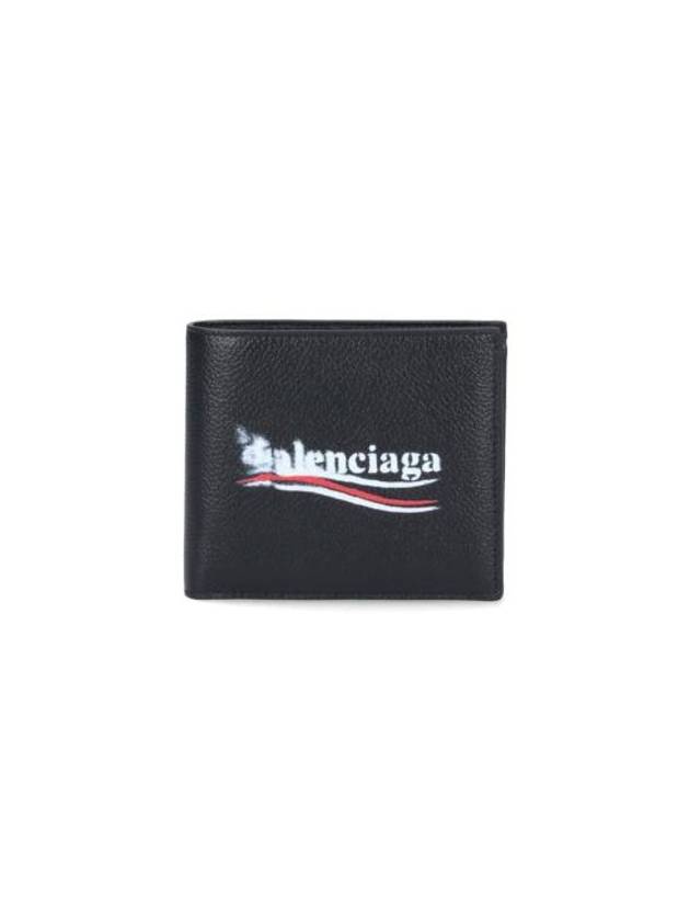 Luxury Balenciaga  Wave Logo Half Wallet Black