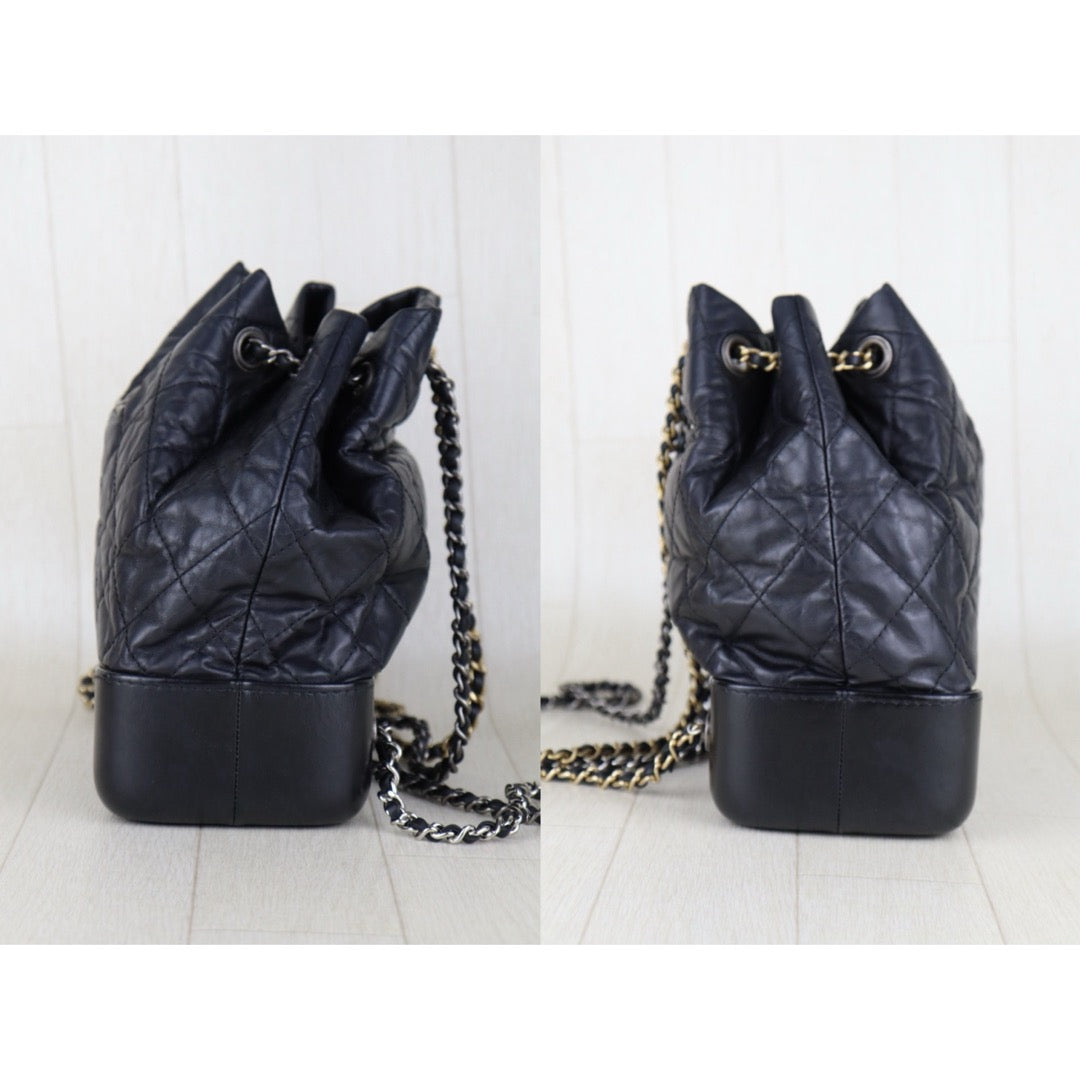 Good ( Rank AB)｜CHANE Calf Leather Gabrielle Aged Backpack PM Black Made in 2018Year｜H25063009