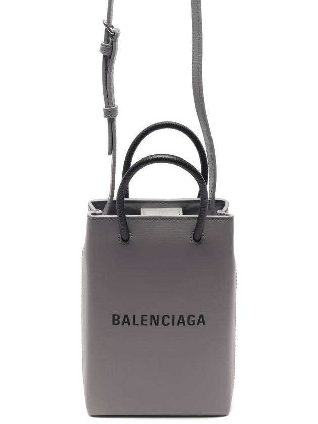 Luxury Balenciaga  Logo Print Phone Holder Small Cross Bag Grey