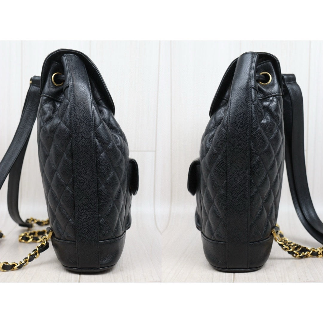 Good ( Rank AB)｜CHANEL  Caviar Skin Leather Calf Backpack  Black Made in 1991-1994Year｜25042802