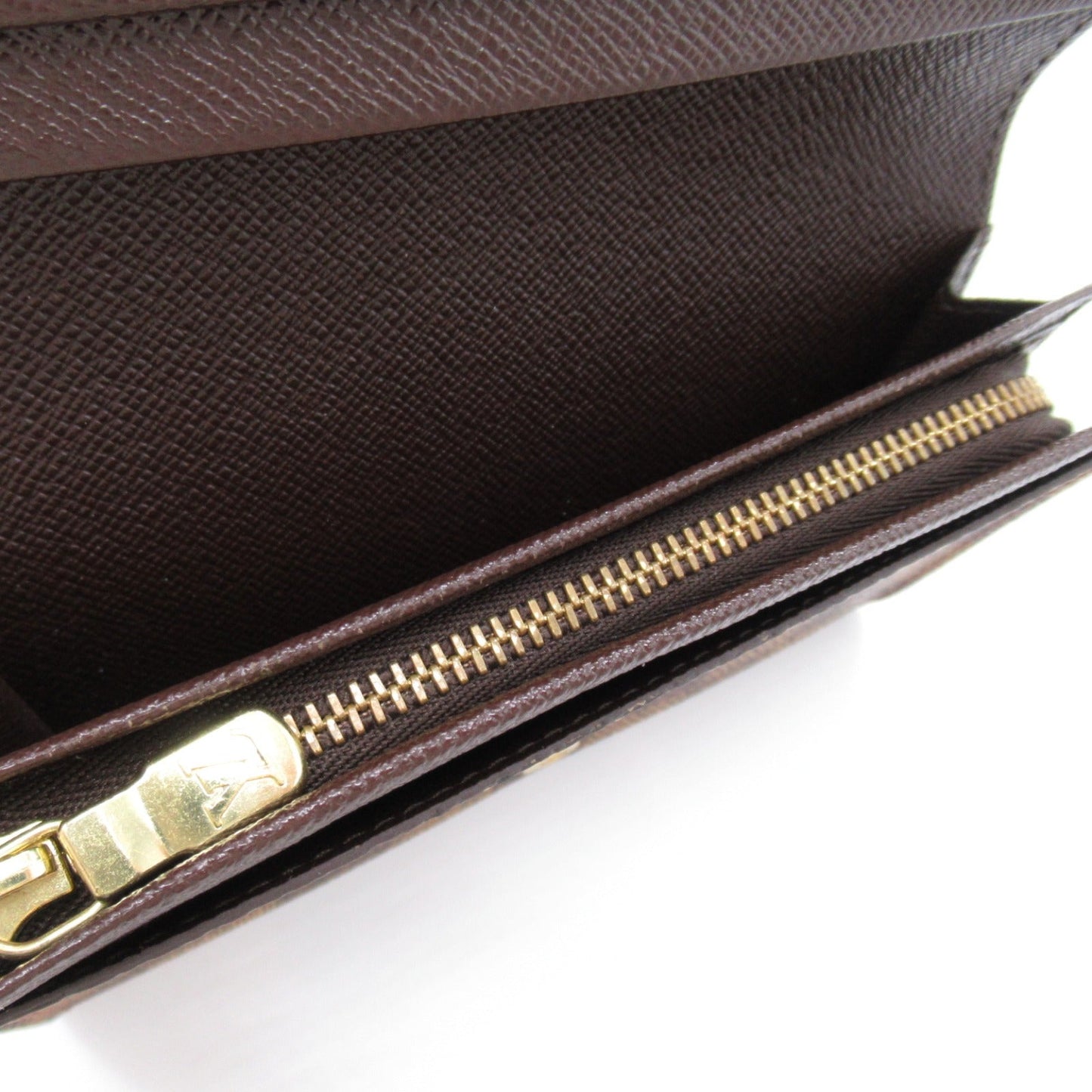 Louis Vuitton Porte Monetier Tresor Double Fold Wallet Wallet PVC Coated Canvas Damiet Mens  Brown N61730