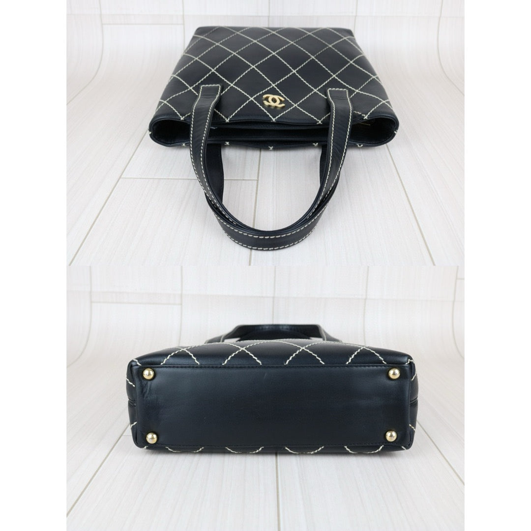 Good ( Rank AB)｜ CHANEL Calf Leather Wild Ditch Hand Bag Made In 2002～2003Year｜S25030604